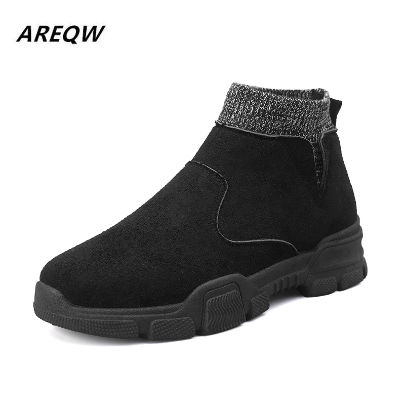 

Spring High Top Mens Martin Boots England Style Solid Army Boots Flock Rubber Winter Men's Ankle Boots Shoes
