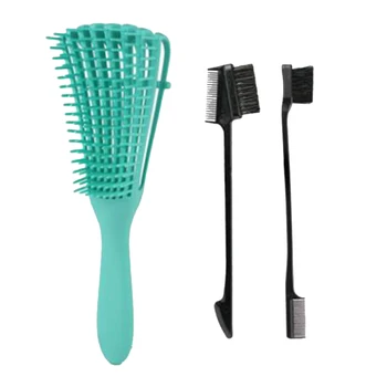 

8-Row Detangler Brush and Edge Brush, for Curly Kinky Coily 3 / 4Abc Texture