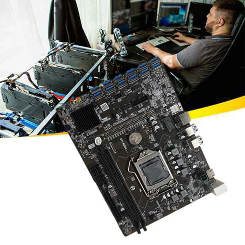 best computer motherboard B250C BTC Mining Motherboard with SATA Cable 12XPCIE to USB3.0 Graphics Card Slot LGA1151 Supports DDR4 DIMM RAM for BTC motherboard pc