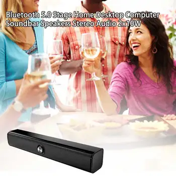 

Bluetooth 5.0 Aux Stereo Audio Soundbar Speakers 2x10W Desktop Computer Smartphones TV Home TF Card Support For PC Portable Mini