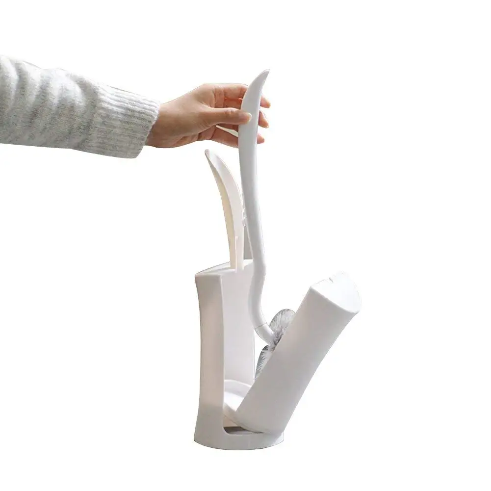 

Bathroom Flexible Toilet Brushes Set with Durable Holder in Grass Shape, a Good cleaning Floor Tools (White)