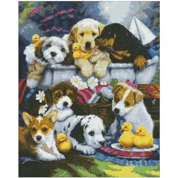 

A litter of puppies patterns Counted Cross Stitch 11CT 14CT 18CT DIY Chinese Cross Stitch Kits Embroidery Needlework Sets