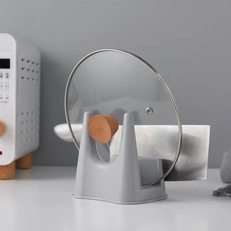 

OUNONA Plastic Pot Pan Cover Rack Multifunction Cutting Board Spatula Holder Rack Cooking Tool Organizer Kitchen Storage Shelf