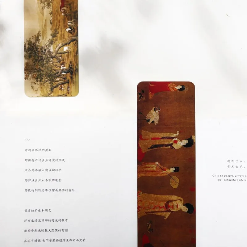 10 Pcs/Set Chinese Famous Paintings Paper Bookmarks Ancient Style Book Holder Message Card Gift Stationery