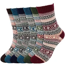 Женские забавные носки унисекс; 6 пар зимних повседневных носков в стиле Харадзюку; винтажные теплые плотные носки в винтажном стиле; Calcetines Mujer