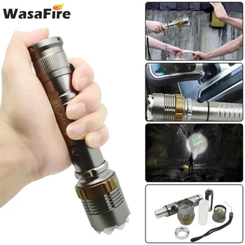 

Zoomable XM-L T6 Flashlight Lamp Self Defense 5 Modes LED Flashlight Rechargeable 18650 Battery Hunting Camping Light Lantern