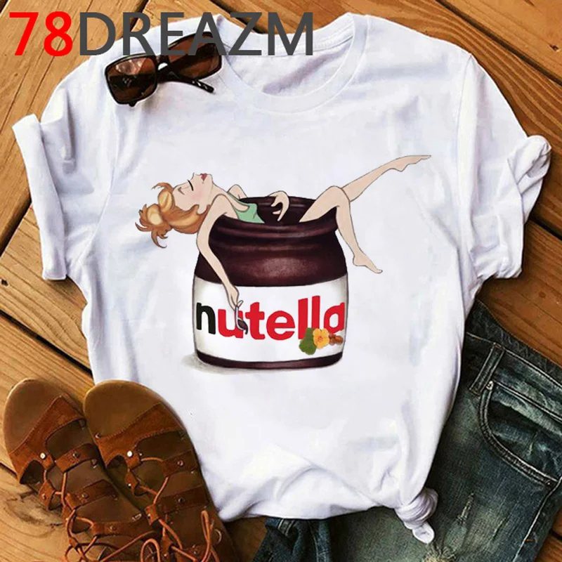Футболка Nutella Женская милая летняя футболка унисекс забавная мультяшная