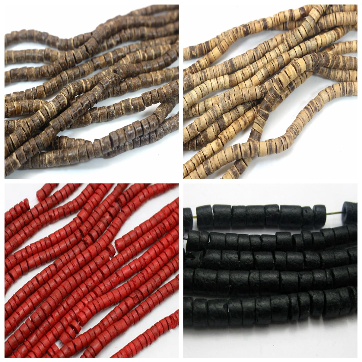5 Strands 22" Natural Coconut Column Heishi Beads 5mm