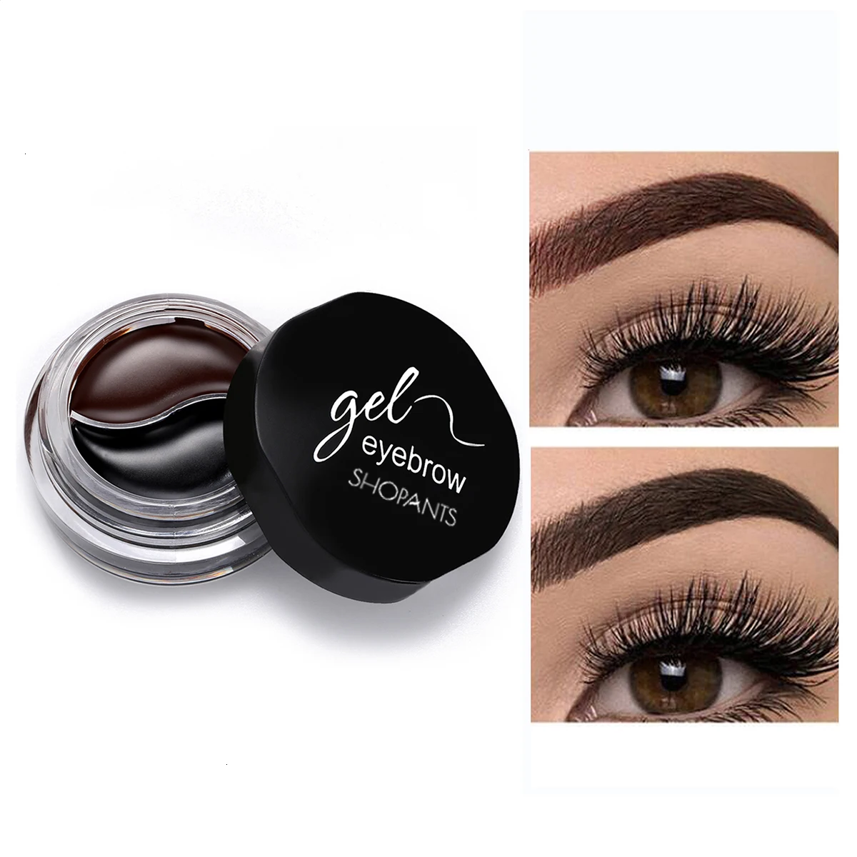 SHOPANTS 3colors Dual-color Eyebrow Pomade Waterproof Makeup Long Lasting Liquid Eyebrow Cream Eye And Black Brush