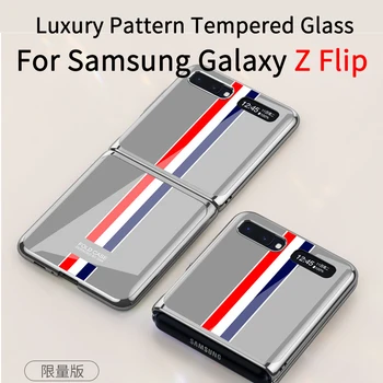 

Fold Case For Samsung Galaxy Z Flip Luxury Pattern Tempered Glass Hard Protective Cover For Samsung Z flip F7000 F700F Cover