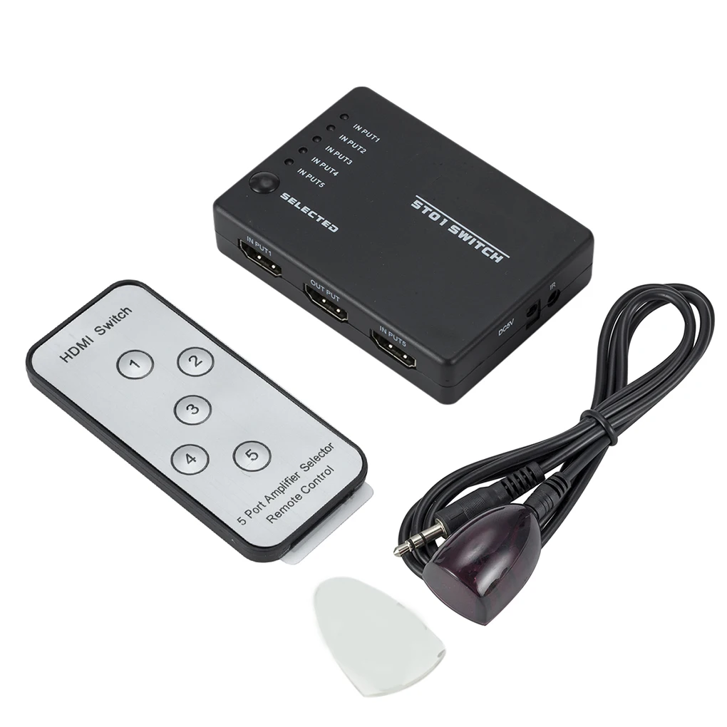 5 в 1 выход 5 портов видео HDMI Переключатель Селектор с CR2025 батарейный переключатель разветвитель концентратор и ИК-пульт 1080p для HDTV PS3 DVD