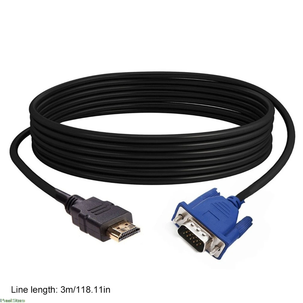 3/5 метров супер длинные Позолоченные разъемы HDMI штекер для VGA HD-15 Мужской Кабель-адаптер Шнур для DVD HDTV надежный