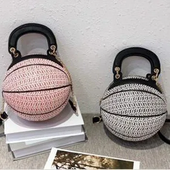 

Round Basketball purse Shoulder Bags Totes Women Chain Messenger Handbag Purse 2020 Fashion stripe Ladies Shoulder Handbag