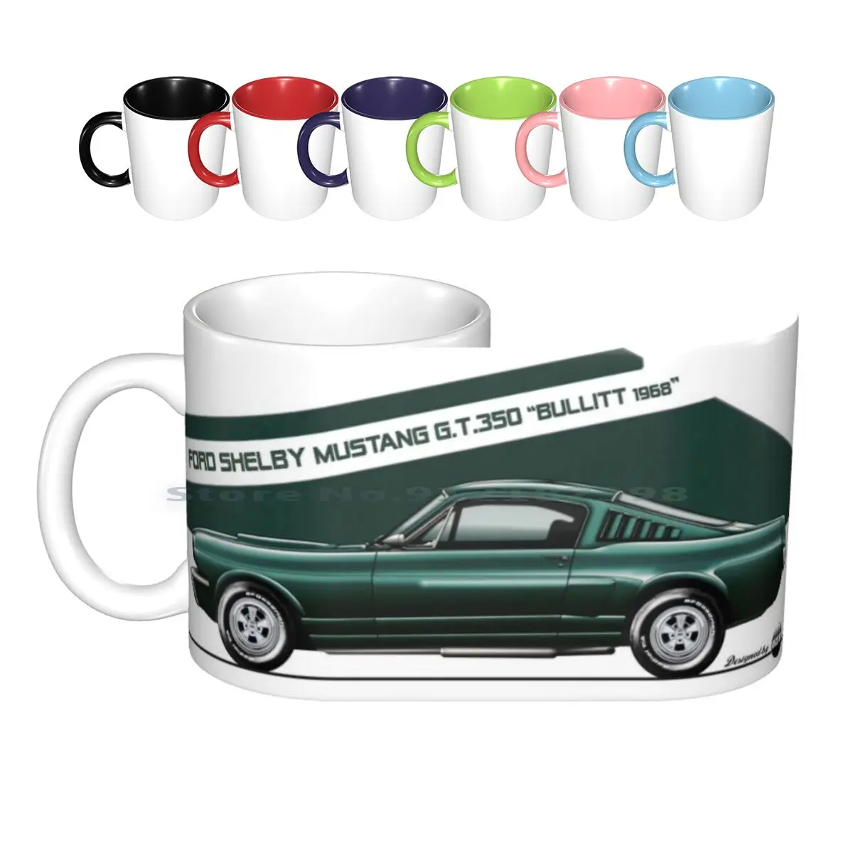 Gt350 Steve Mc Queen Bullitt-Ivy Tazze In Ceramica Verde Tazze Da Caffè Tazza Da Tè Al Latte Aziel Auto Auto Bullitt Car Drawing Auto