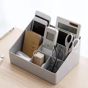 

6 Grids Desk Cosmetic Storage Box Brush Lipstick Makeup Organizer Case Large Capacity Home Office Storage Boxs Keep Tidy