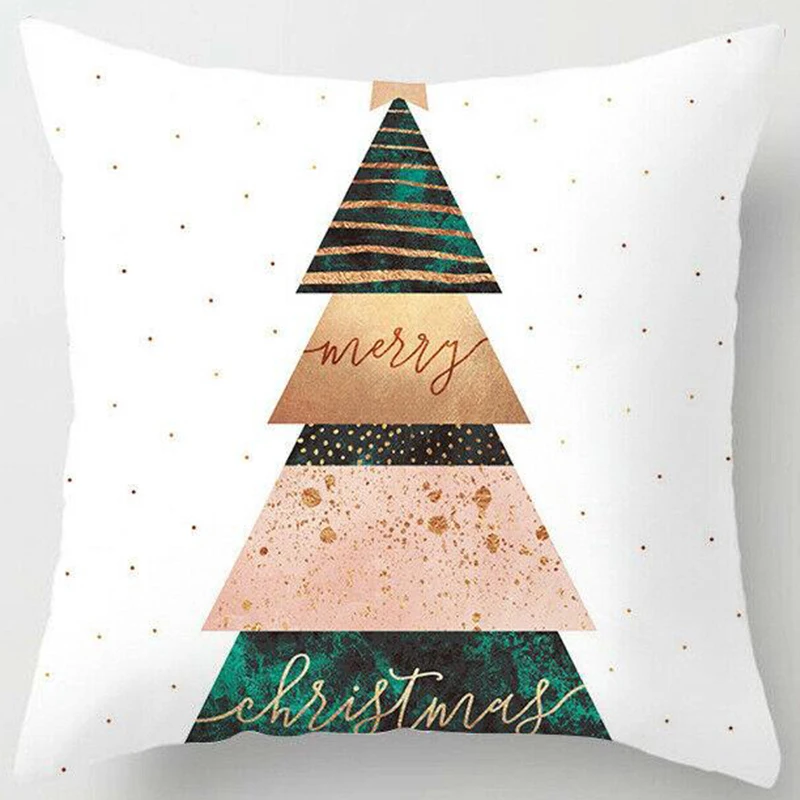 18Christmas Pillow Case Santa Fiber Peach Sofa Throw Cushion Cover Home Decors - Color: 4