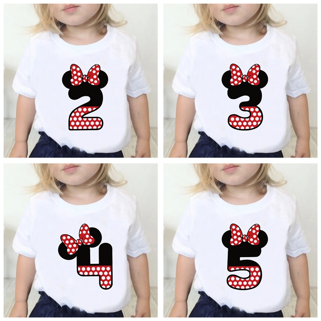 Camisetas de primer cumpleaños para niños y niñas, ropa de Disney de Minnie camisetas de verano de 0 a 9 años, camisetas moda para niños| Camisetas| - AliExpress