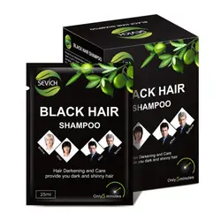 Sevich shampoo de cabelo preto instantâneo, shampoo para cabelos cinza e branco, sombreamento brilhante em 5 minutos, maquiagem e coloração de cabelos