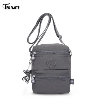 

TEGAOTE Women Nylon Messenger Bag Mini Student Bag Cell Phone Bags Simple Small Crossbody Bags Casual Ladies Flap Shoulder Bag