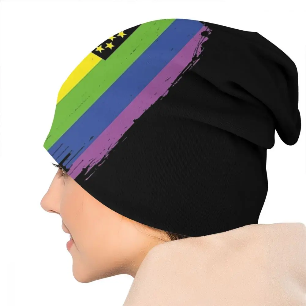 Distressed Gay Pride, Радужный Флаг, унисекс, для взрослых, Повседневная шапка, уличная, ветрозащитная, вязанная, лыжная, с рукавом, Skully Beanies, шапка