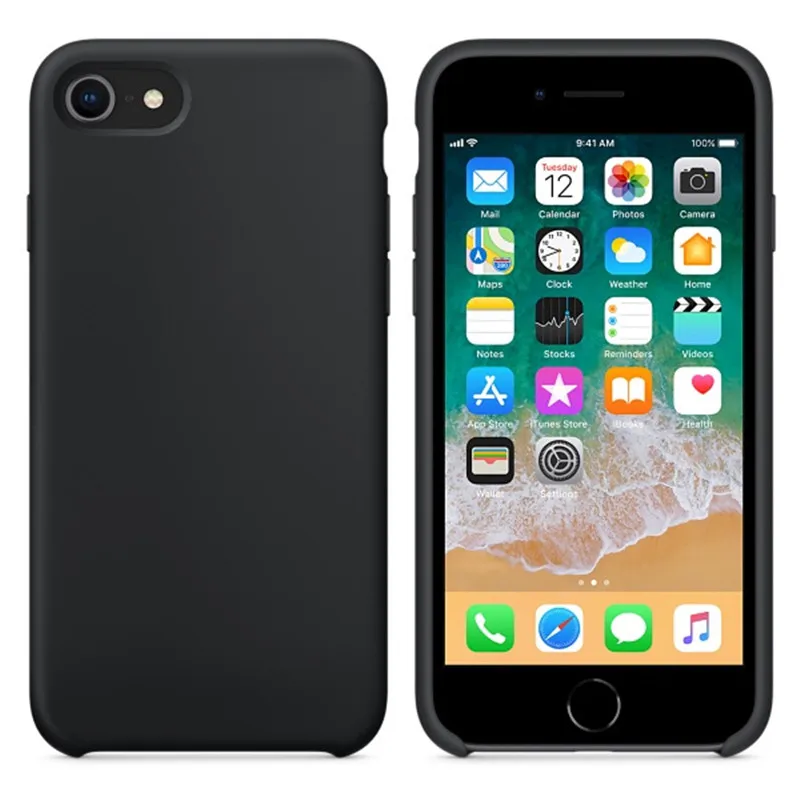08 Black Роскошный официальный силиконовый чехол с логотипом для iPhone 5SE 6s 7 8 Plus, жидкий чехол для Apple iPhone X XS Max XR 11pro MAX чехол - Цвет: 08 Black