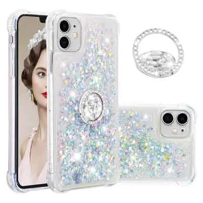 Мягкий ТПУ чехол с кольцом-подставкой для Apple iPhone 11 Pro X XS XR Max 6 6S 7 8 Plus динамический жидкий блестящий чехол - Цвет: 4