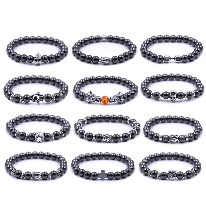 

Buddha Bracelet Men Bracelets For Women Pulseira Masculina Mens Jewelry Dragon Cross Pulseira 8mm Stone Beads Elastic Bracelet