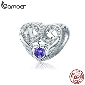 

bamoer Silver 925 Openwork Heart-shape Charm for Original Women Bracelet & Bangle Lover Gifts Fashion Jewelry Acceesories BSC161
