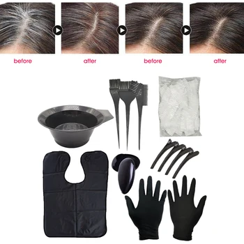 

9pcs Color Mixing Bowl Comb Brush Styling Accessories Non Toxic With Earshield Tools Washable Hair Dye Set Home DIY Professional