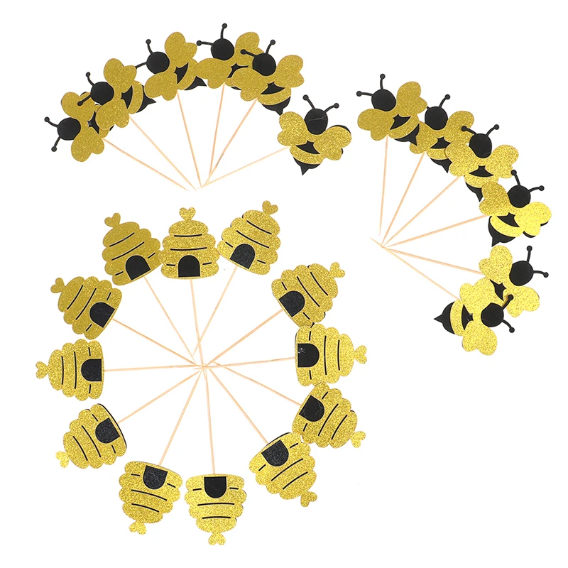 12 шт. милый пчелиный Форма Кекс бумажный Топпер на торт День Рождения Торт пчела Фруктовые палочки Десерт декоративные принадлежности