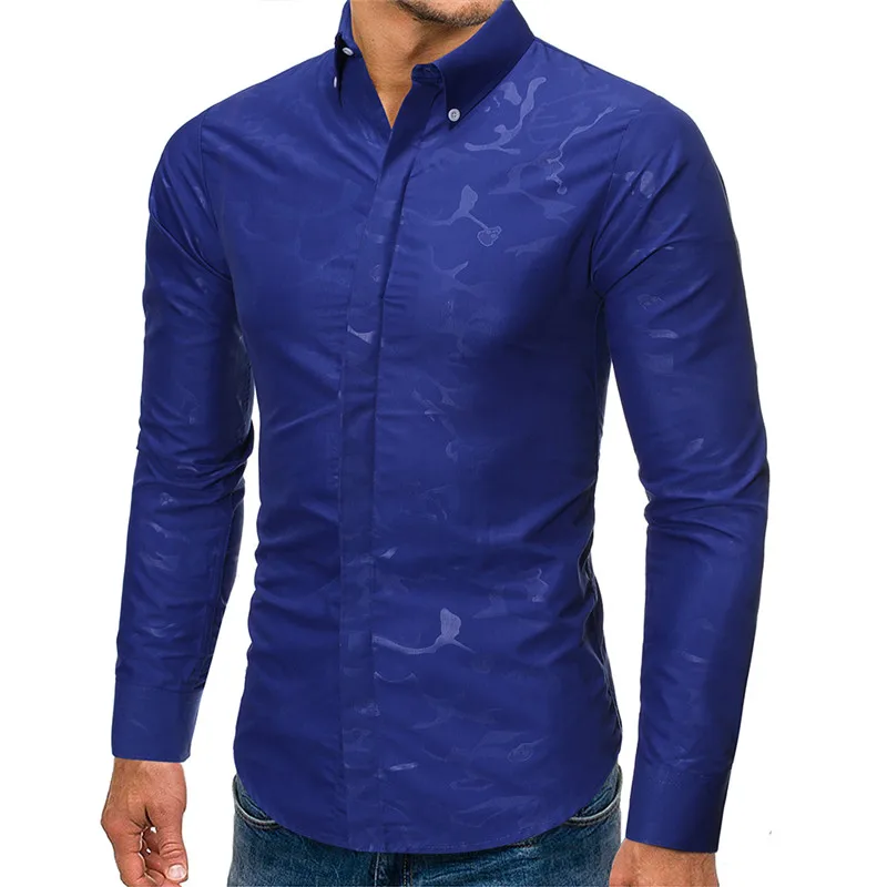 HuLooXuJi рубашки для мужчин с камуфляжным принтом с длинным рукавом Хлопок Slim Fit деловые вечерние блузки Размер США: xs-xl
