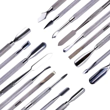 1pc aço inoxidável arte do prego dupla face cutícula dedo pele morta removedor de corte empurrador manicure pedicure ferramentas de cuidados com as unhas LA1-9(China)