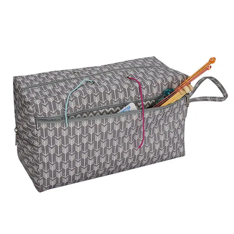 Сумка для хранения крючком DIY вязаная повязка на руку переносная сумка для хранения свитер аксессуары для вязания крючком аксессуары для домашнего шитья Сумка-тоут - Цвет: Gray