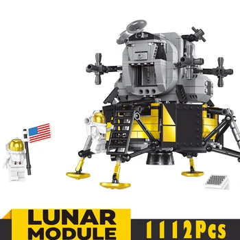 

City Creator Blocks Expert Apollo 11 Moon Space Rocket Lunar Lander Building Blocks Kits Toys Boys Kids Gifts Spaceport Space