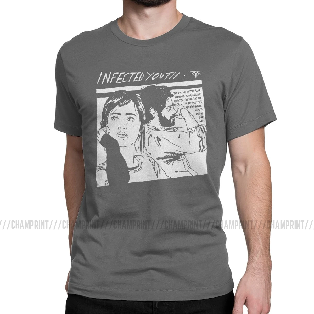 Infected Youth The последний из нас футболки мужские хлопковые футболки Элли Светлячок Joel Tlou Игра Футболка короткий рукав размера плюс - Цвет: Темно-серый
