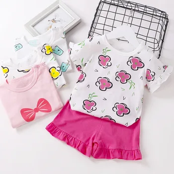 

Girls Clothes 2020 Rose Pink Clothing Flower Print Clothes Suits For Children Kids Princess Outfits Baby Wear