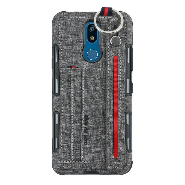 Серый Металлическое кольцо-держатель для LG K40 чехол Funda LG X4 крышка карточка из ткани слот роскошный задняя крышка для LG K 40 чехол LGK40 40K LM-X420EMW - Цвет: Серый