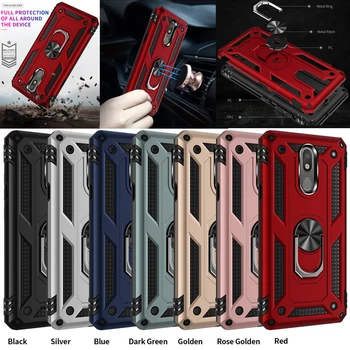 

100pcs/lot For LG Stylo 6 Case Ring Kickstand Military Heavy Duty Shockproof Hard Case For LG Aristo 4 Plus
