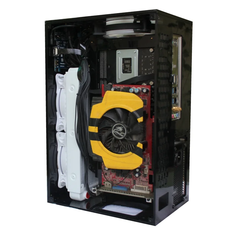 Mini Acryl Computer Case Vertical ITX 14L Supports Long Graphics Card ATX Power Supply 240 280MM Water Cooling PC Box