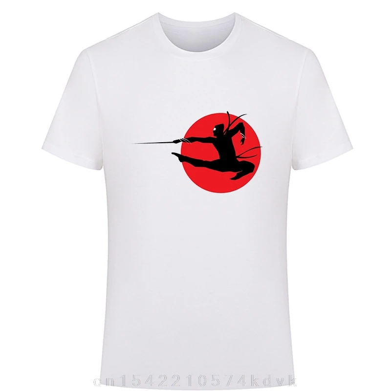 

Oversized Mens T-shirt Tee Tops Graphic t shirts Ninja Silhouette On Red Circle Backgrounds Harajuku Men Clothing