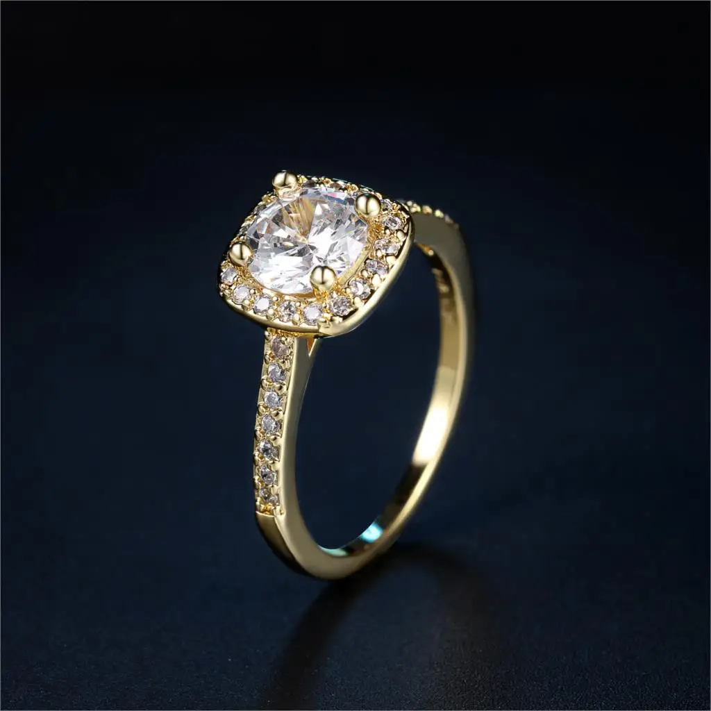 Женское Обручальное кольцо с фианитом розовое золото R559 R560|ring jewelry|engagement ringfashion