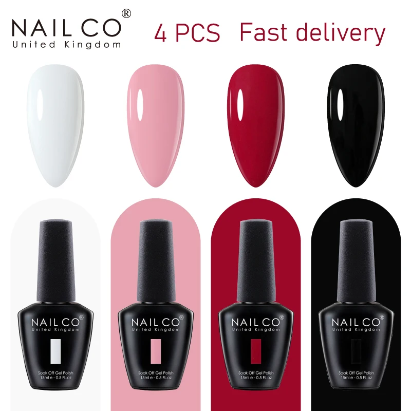 

NAILCO 4Pcs Nail Gel Set 131 Colors Soak Off UV LED Gel Varnish Semi Permanant Nail Polish Art Hybrid Varnishes 15ML lacquer