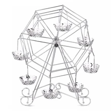 Серебряный стенд для кексов, стенд для кексов с колесом обозрения, десертный сервер для карнавала, дня рождения, свадьбы и вечерние, 8 кексов