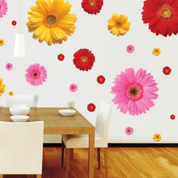 

1Set DIY Yellow Flowers Decorative Combination DIY Wall Sticker Decors