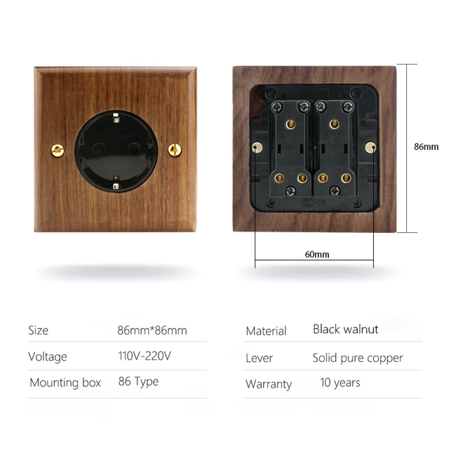 Avoir Toggle Switch Black Walnut Solid Wood Home Wall Light Switch Electrical Outlet Socket And Switches Avoir Toggle Switch Black Walnut Solid Wood Home Wall Light Switch Electrical Outlet Socket And Switches EU French RJ45 USB Pulg