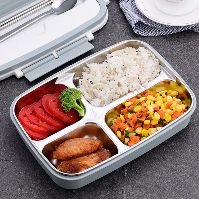 

304 Stainless Steel Lunch Box Compartment Design Sealed Leakproof Food Storage Container Lunch Box P7Ding