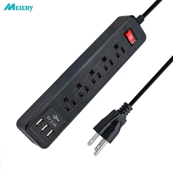 

Power Strip Surge Protector 5 US Outlets Plug Extension Socket with USB Port Travel Desktop Electrical Long Cord 2m/6.5ft