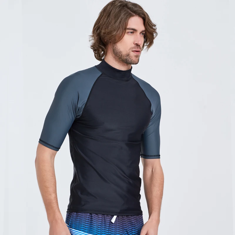 Rash Guard Surfing Swimsuit SBART-Surf Rash Guards Top for Men, Lycra Short Sleeve, UPF50 +, Quick Dry Surf-Clothes, Man Swim Kitesurf, Windsurf Dive T-Shir