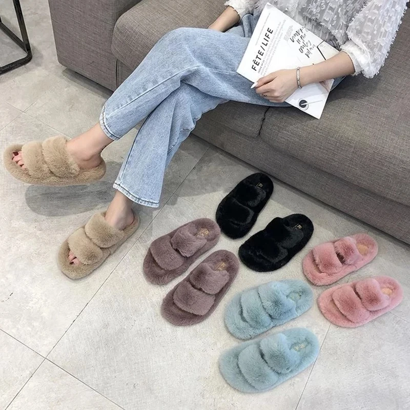 Indoor Women Fur Slippers Fluffy Soft Furry Slides Thick Flats Heel Non Slip House 9 Hd5bc4424900d431cb9577912572070c8H