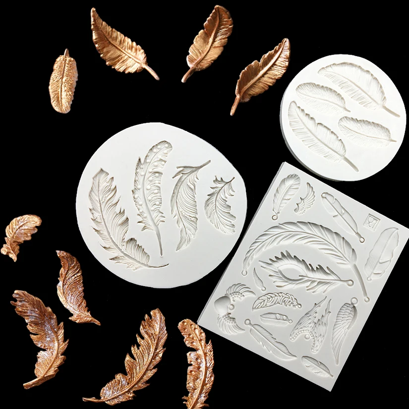 Feather Silicone Mold Sugarcraft Chocolate Cupcake Fondant Cake Decorating Tools